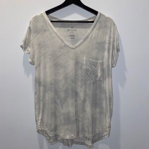 American Eagle Soft & Sexy Gray Tie Dye V-Neck T-Shirt
